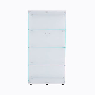 Glass Curio Cabinet, 4 Shelves, Tempered Glass and Particle Board, White