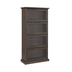 Glass Display Cabinet, 4 Tier with Flip-Up Glass Doors
