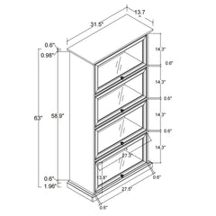 Glass Display Cabinet, 4 Tier with Flip-Up Glass Doors