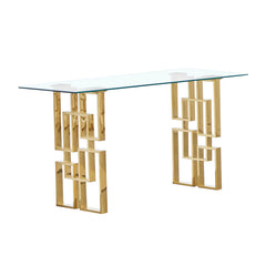 Glass Table, Rectangular, Clear Glass Top, Stainless Steel Base