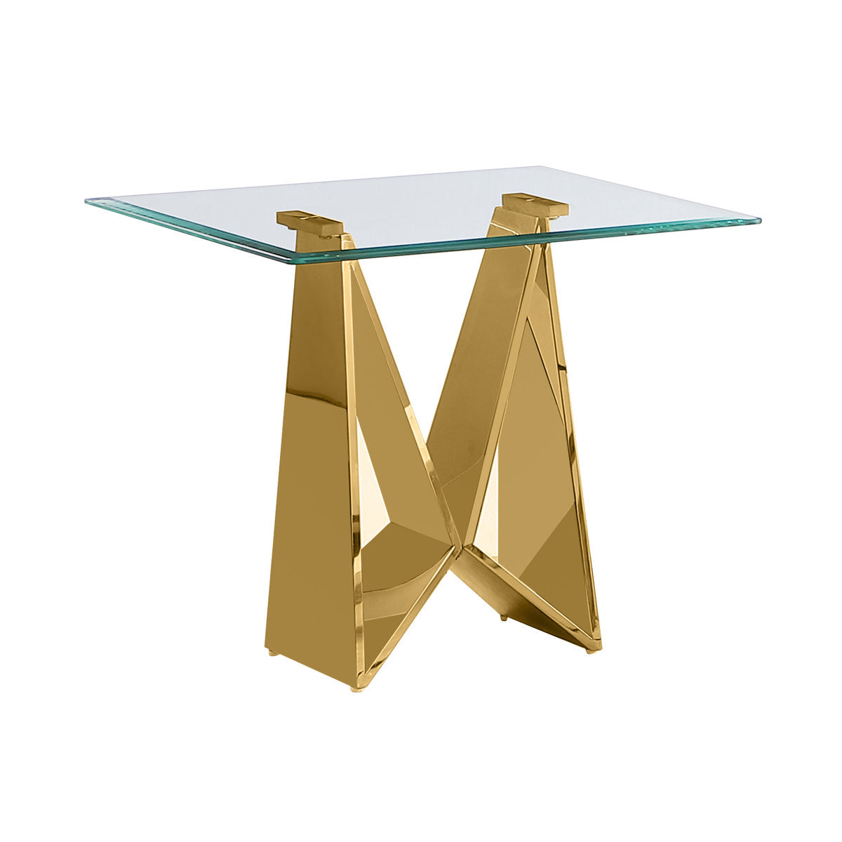 Glass Table with Gold Stainless Steel Base
