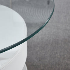 Glass Table with White Base and 2 Stools