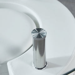 Glass Table with White Base and 2 Stools