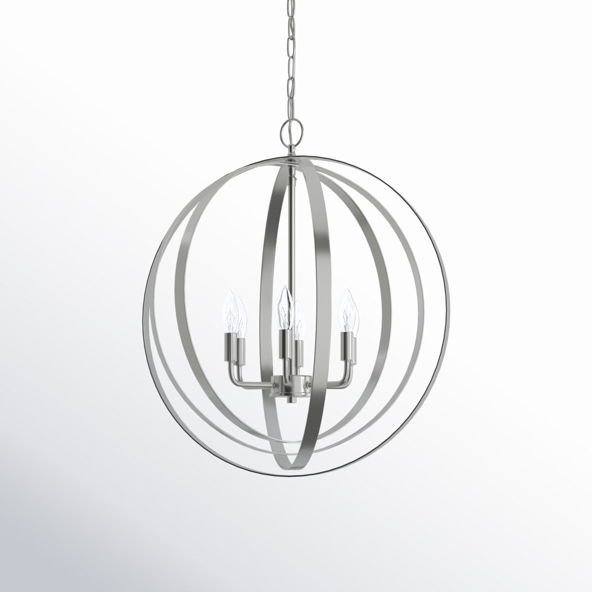 Globe Chandelier in Metal with Brushed Nickel Finish