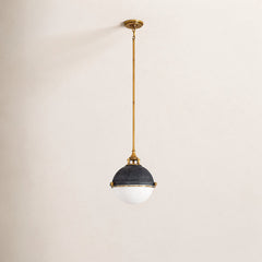 Globe Pendant Light with Etched Opal Glass Shade and Downrods