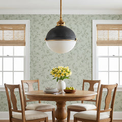 Globe Pendant Light with Etched Opal Glass Shade and Downrods