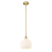 Globe Pendant Light with Glass Shade in Brushed Brass Finish