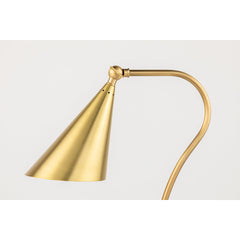 Gooseneck Table Lamp, 1 Light, Steel with Aged Brass Finish