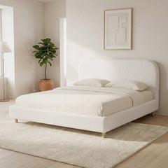 Room | The Grevane Achiltibuie Curved Boucle Bed in a bedroom
