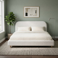 Room | The Grevane Achiltibuie Curved Boucle Bed in a bedroom