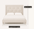 Dimensions | Queen bed front view with width and adjustable height callouts