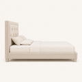 Side | Left side studio profile of the upholstered platform bed