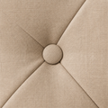 Texture | Light beige woven upholstery with a covered tuft button