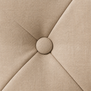 Texture | Light beige woven upholstery with a covered tuft button