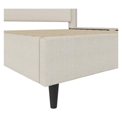 Frame detail | Close view of the Grevane Applecross Upholstered Wingback Bed legs and rails