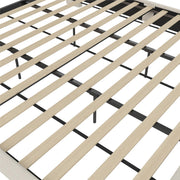Slat detail | Close view of the wood slats and black metal centre-support structure