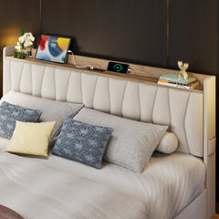Headboard detail | Close view of the Grevane Badachro Three-Drawer Storage Bed headboard