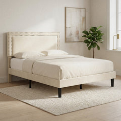Room | The Grevane Bayble Velvet Slatted Bed Frame in a bedroom