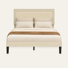 Front | Straight-on view of the Grevane Bayble Velvet Slatted Bed Frame