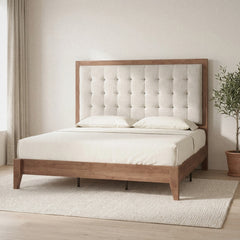 Room | Grevane Berneray Upholstered Platform Bed in a styled bedroom