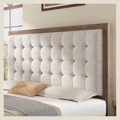 Headboard detail | Close view of the Grevane Berneray Upholstered Platform Bed headboard