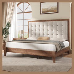 Room | The Grevane Berneray Upholstered Platform Bed in a bedroom