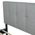 Upholstery detail | Light Gray flat plain weave across the softly channeled headboard