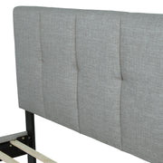 Upholstery detail | Light Gray flat plain weave across the softly channeled headboard