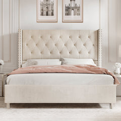 Front | Straight-on view of the Grevane Eday Upholstered Wingback Bed