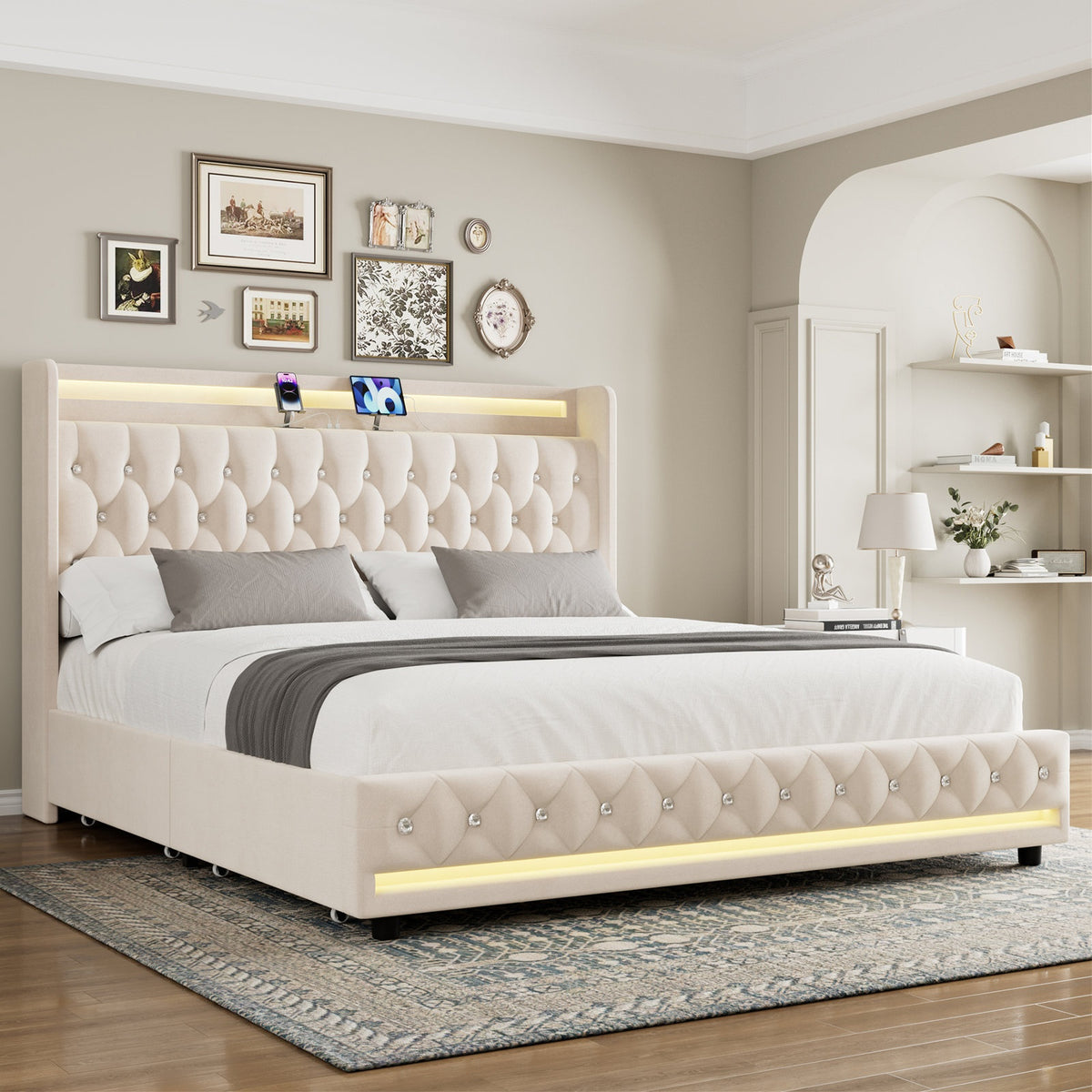 Grevane Egilsay Velvet Storage Bed