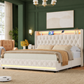 Grevane Egilsay Velvet Storage Bed | Off White velvet storage bed in a deep forest green bedroom