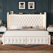 Grevane Ensay Velvet Wingback Storage Bed