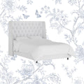 Grevane Fladda Velvet Wingback Platform Bed | untouched Classic White Velvet studio view 1