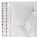 Grevane Fladda Velvet Wingback Platform Bed | untouched Classic White Velvet detail view 2