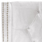 Grevane Fladda Velvet Wingback Platform Bed | untouched Classic White Velvet detail view 2