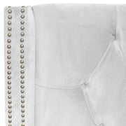 Grevane Fladda Velvet Wingback Platform Bed | untouched Classic White Velvet detail view 3