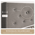 Wingback headboard detail | 6.1 inch wing depth with close-up tufting texture