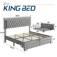 Angle | Three-quarter view of the Grevane Garynahine Velvet Bed Frame