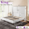 King size guide | White wingback bed with dimensions, assembly time, and capacity