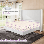 Mattress fit | White wingback bed with mattress depth and box-spring guidance