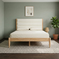 Room | The Grevane Gometra Boucle Platform Bed in a bedroom