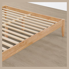 Frame detail | Close view of the Grevane Gometra Boucle Platform Bed legs and rails