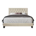 Studio | Front view of the dressed Beige upholstered bed
