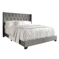 Studio angle | Light Gray tufted wingback bed with nailhead trim