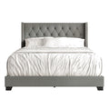 Studio front | Light Gray tufted wingback bed with diamond button tufting
