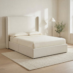 Room | The Grevane Kerrera Upholstered Wingback Bed in a bedroom