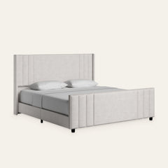 Angle | Three-quarter view of the Grevane Kintail Velvet Channel Tufted Bed