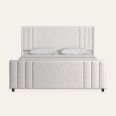 Front | Straight-on view of the Grevane Kintail Velvet Channel Tufted Bed