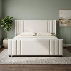 Room | The Grevane Kintail Velvet Channel Tufted Bed in a bedroom