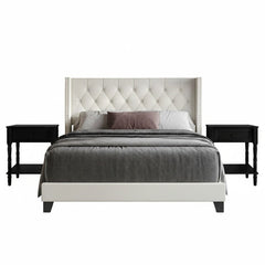 Front | Straight-on view of the Grevane Lingay Upholstered Tufted Bedroom Set